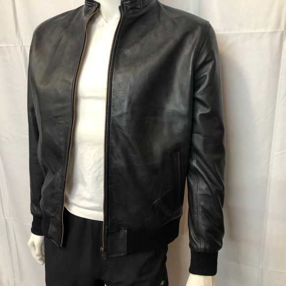 Genuine leather Bomber jacket art#2115 Black - Picture 2 of 5
